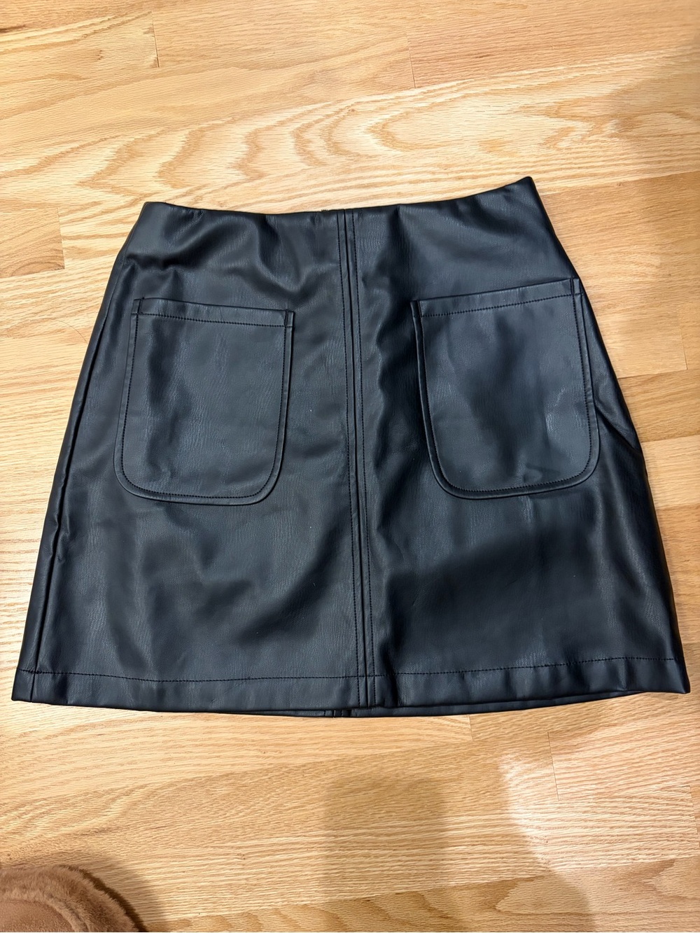 Maeve Black Faux Leather Mini Skirt